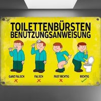 🚽 Metallschild: "Toilettenbürsten Benutzungsanweisung" 🚽