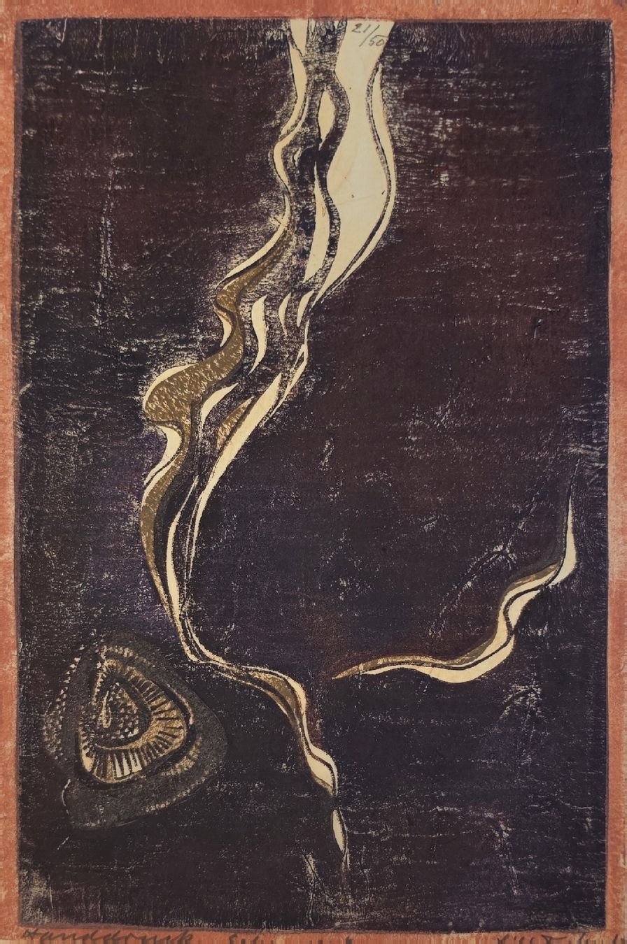 Grafiken & Lithographien: Lill Tschudi Linolschnitt,  "Schaum Muster" 33x22cm handsign – Gebraucht aus Emmenbrücke von Kunstankaufverkauf 1