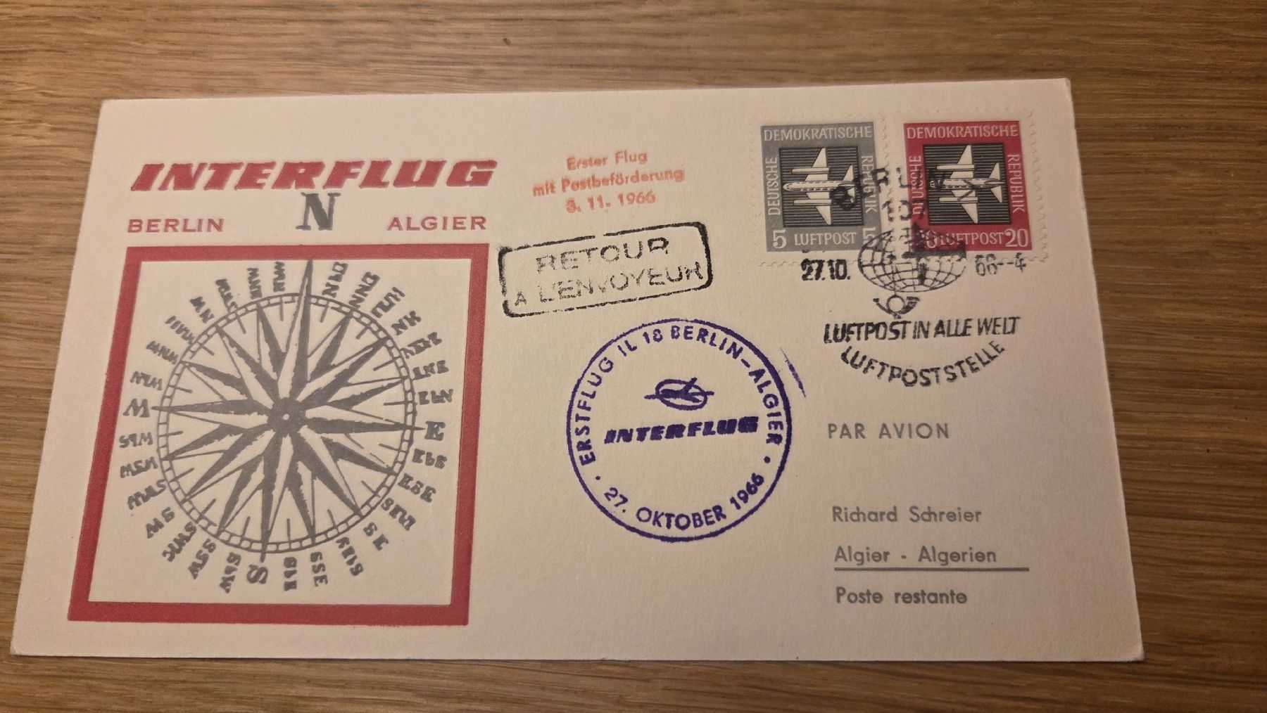 Alle Briefmarken: 1966 Interflug Berlin -Algier – Gebraucht aus Arni AG von Moth68