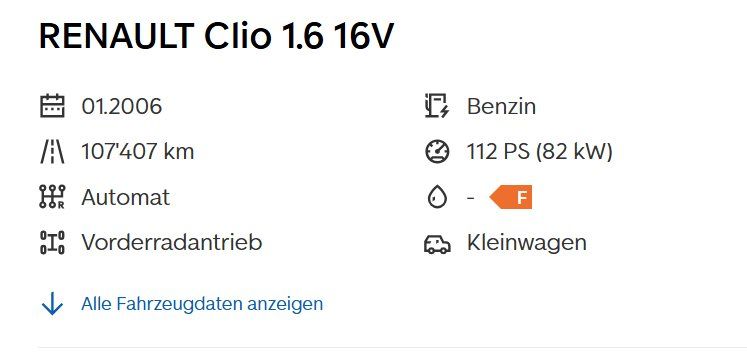 Automobili: Renault Clio 1.6 16 V 2006 – Usato da Kleindöttingen venduto da mio-parts 8