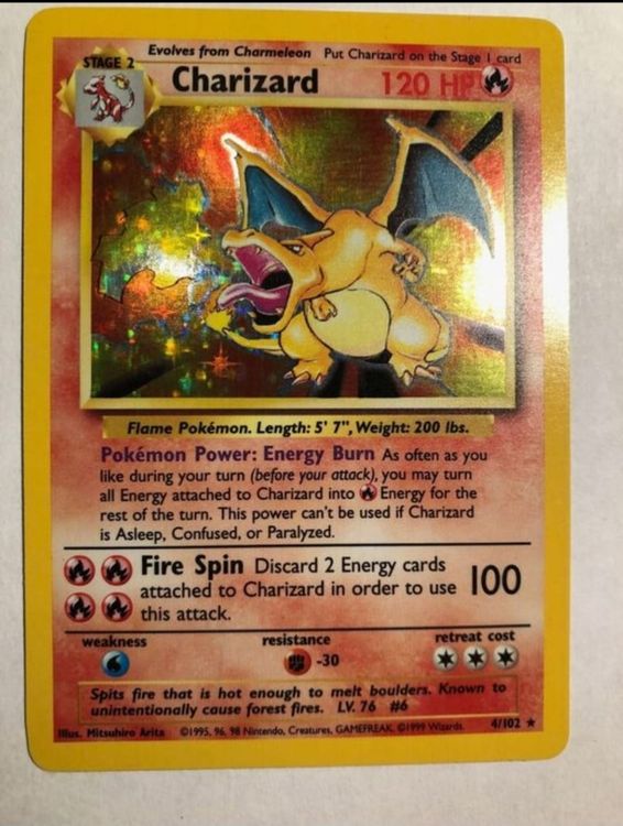 Pokémon TCG Charizard Base Set 4/102 Holo Rare (Neu und ...
