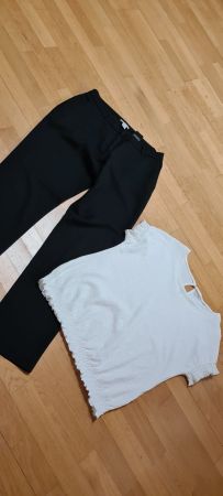 Edle schwarze Hose mit Blüsli gr.38 wow