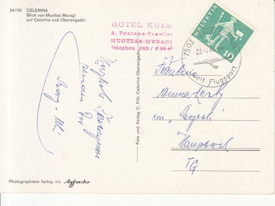 Ansichtskarten: Celerina 1968 – Gebraucht aus Bürglen TG von StampGraf 1