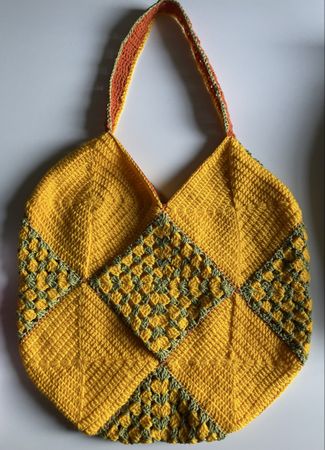Handtasche gehäkelt gelb grün orange