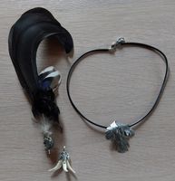 Set mit Eichenblatt-Anhänger, Silberlook, Hutaufstecker etc.