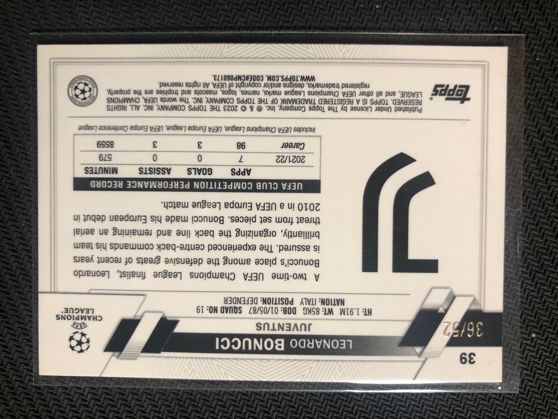 Topps Carte collezionabili: Topps Chrome Leonardo Bonucci Juventus /52 – Usato da Wangenried venduto da Garagara 1