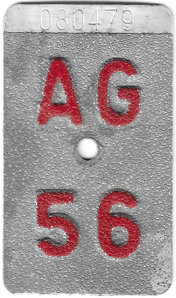 Insegne: Velonummer Aargau 1956 AG 56 – Usato da Bülach venduto da anska