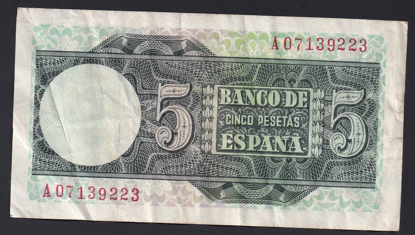 Billets de banque: Spanien 5 Pesetas 1948 – D'occasion à Brugg AG par banknoten_muesli 1