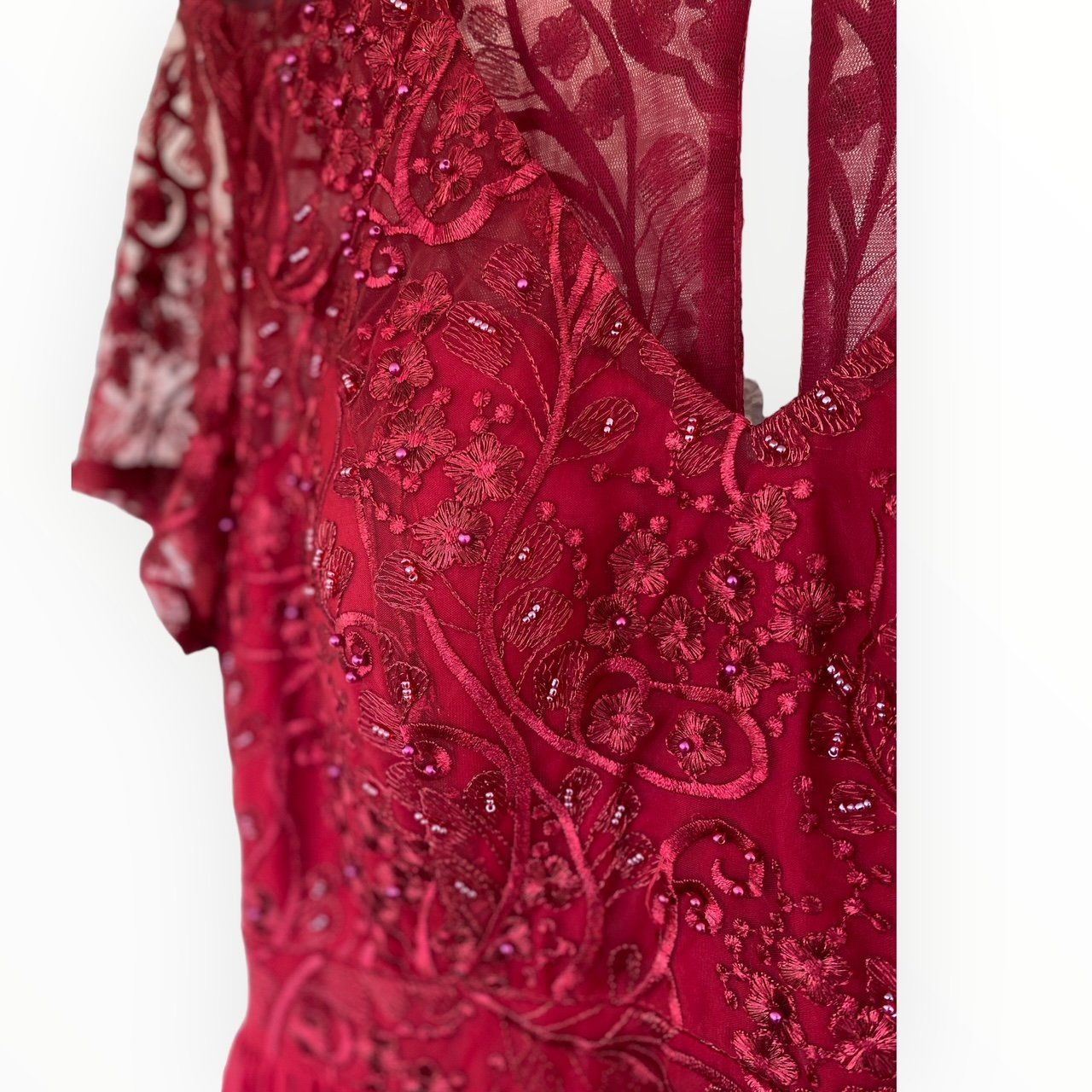 Vestiti: Rotes Abendkleid mit Spitzenoberteil – Usato da Ottikon venduto da lo99 1