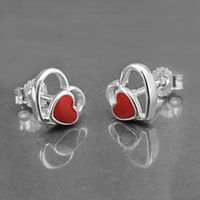 Herz rot Kinderohrstecker 925 Silber