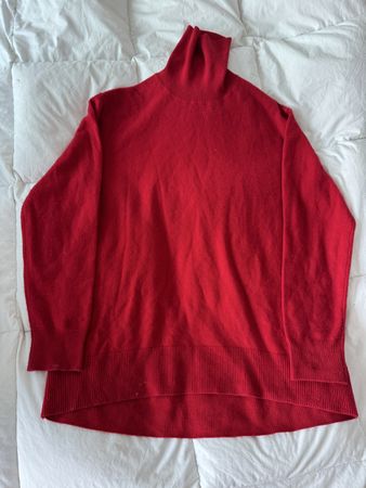 Pull col roulé Massimo Dutti rouge laine cachemire L