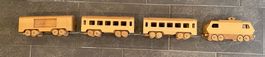 Holzspielzeug Zug Eisenbahn Holz Lokomotive Güterwagen Spiel