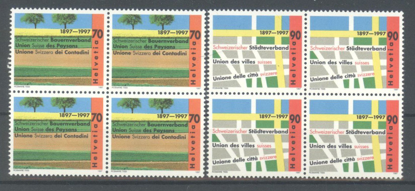 Alle Briefmarken: 1997,  Sonderpostmarken, Viererblöcke ** – Gebraucht aus Willisau von Vollstempel