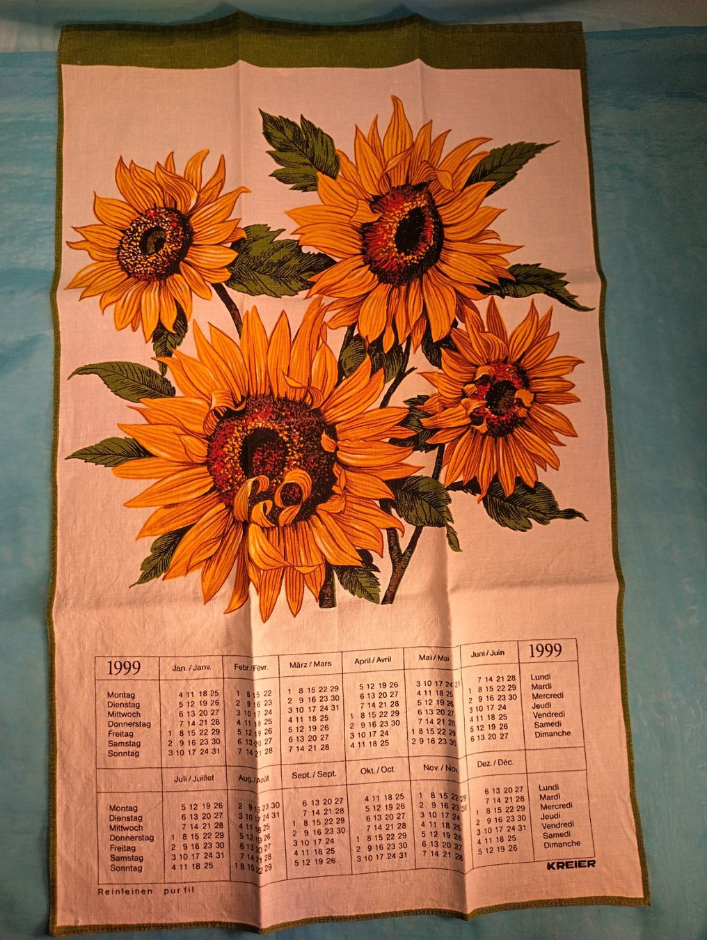 Kalender: Stoffkalender 1999, KREIER, Sonnenblumen – Gebraucht aus Bellach von JingleCherry