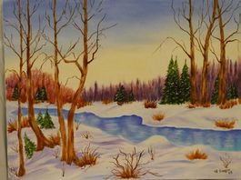 Acrylbild Winterlandschaft