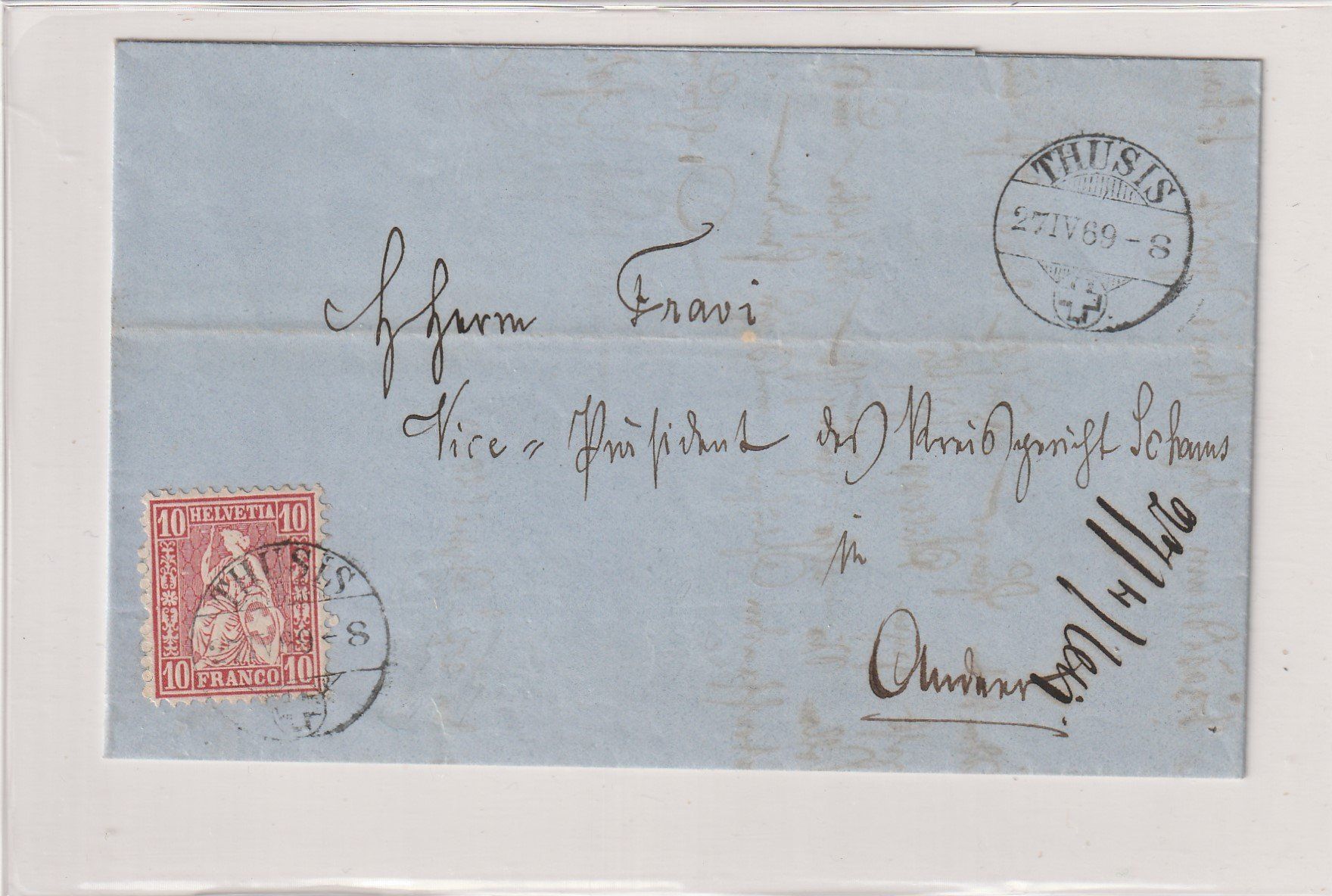 Alle Briefmarken: THUSIS-Brief-1869 – Gebraucht aus uttwil von Koehlerfred