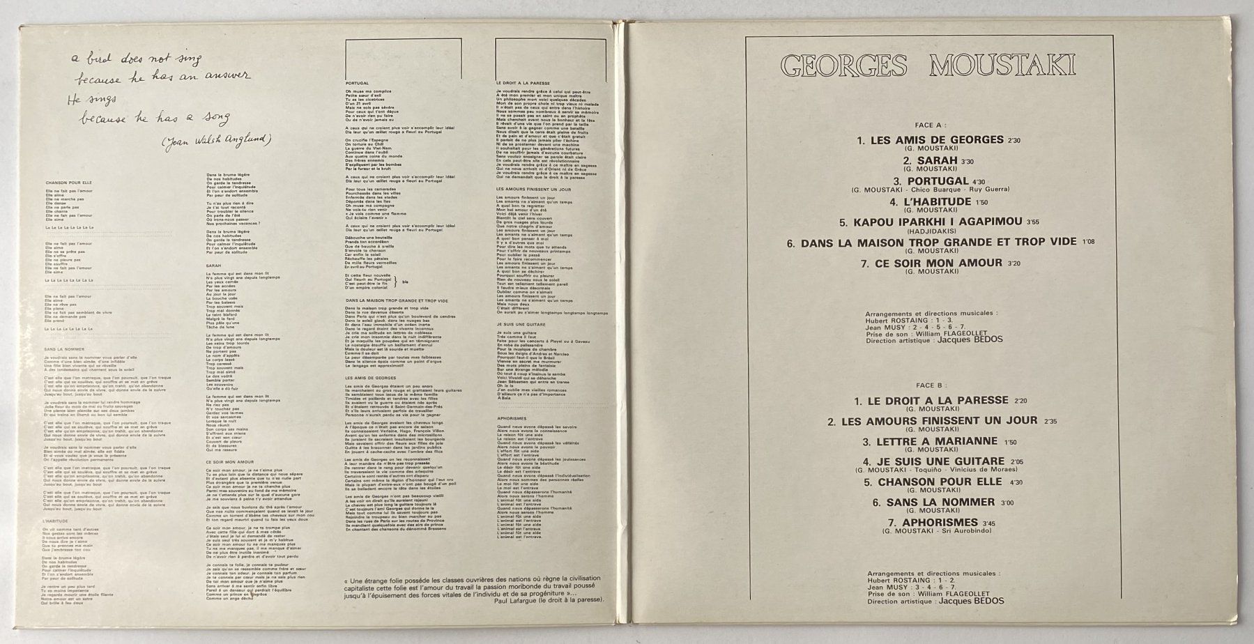 Dischi in vinile: Georges Moustaki, Moustaki – Usato da Flums venduto da Empe1 2