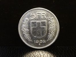 5 Franken Silber 1932 Fünfliber Münze