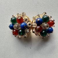 Vintage Clip-on Earrings with Colourful Glass Beads ✨
