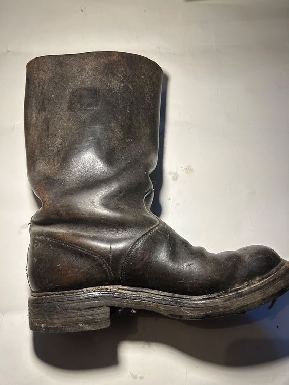 Botte longue pointue en cuir allemande faite main avec semelle