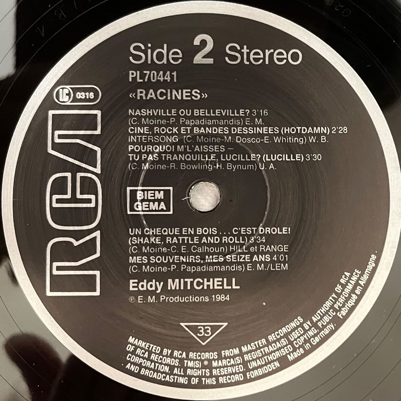Dischi in vinile: EDDY MITCHELL - RACINES - 33 Tours – Usato da Bussigny venduto da vinyl-pas-cher 3