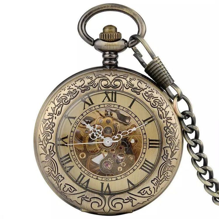 Neue Mechanische Taschenuhr Silber Gold (Neu (gemäss Beschreibung)) In
