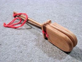 Stiel Kastagnette Klapper Holz Rhythmus Instrument Handarbei