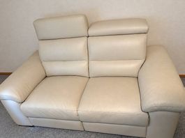 Ledersofa Crème, 183 cm breit