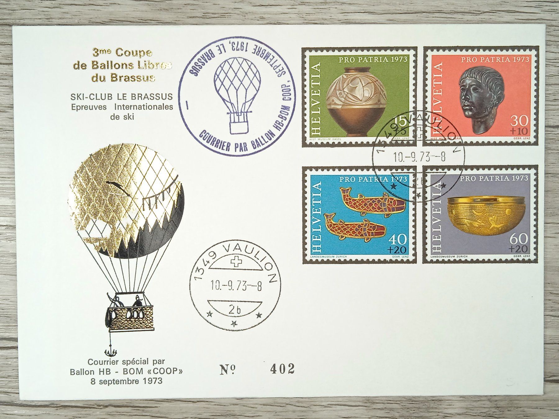 Tutti i francobolli: TR10 Enveloppe + Timbre Suisse 1973 – Usato da Cousset venduto da Patrick_Collections
