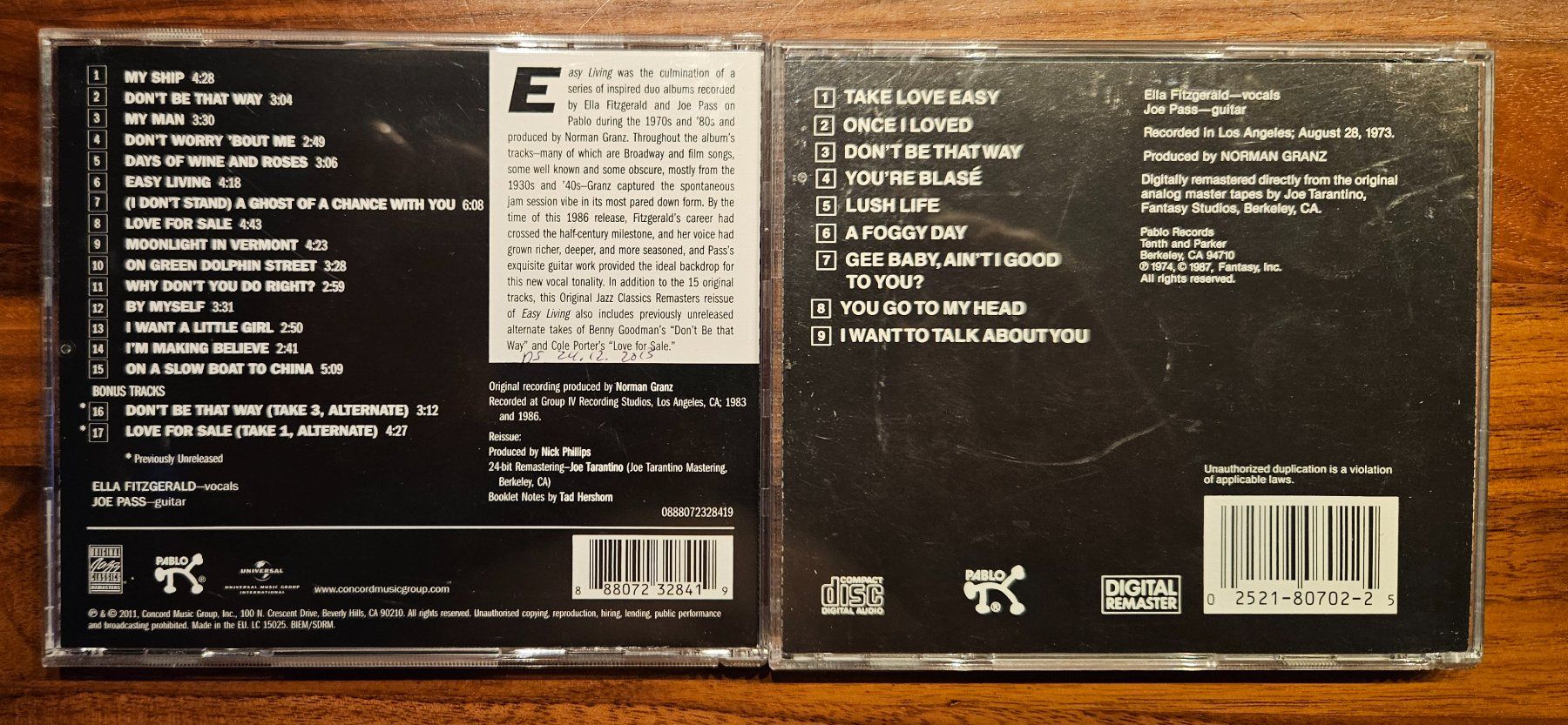CD: 2 CDs Jazz Ella Fitzgerald & Joe Pass – Usato da Zürich venduto da phillyboy2007 1