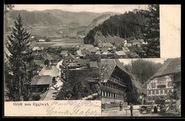 AK Eggiwyl, Häuser am Dorfplatz, Teilansicht mit Blick ins T