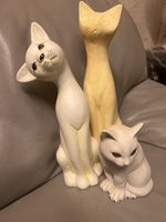3 Keramik Katzen Figuren Vintage Deko Figuren(Q)