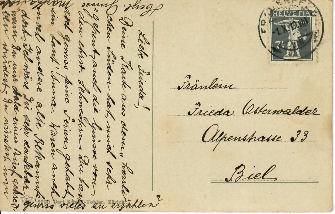 Ansichtskarten: Rüschlikon  1919 – Gebraucht aus Hochdorf von Ziegel-16 1