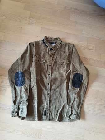 Brave Soul Corduroy Shirt mens L, Patch leather Details