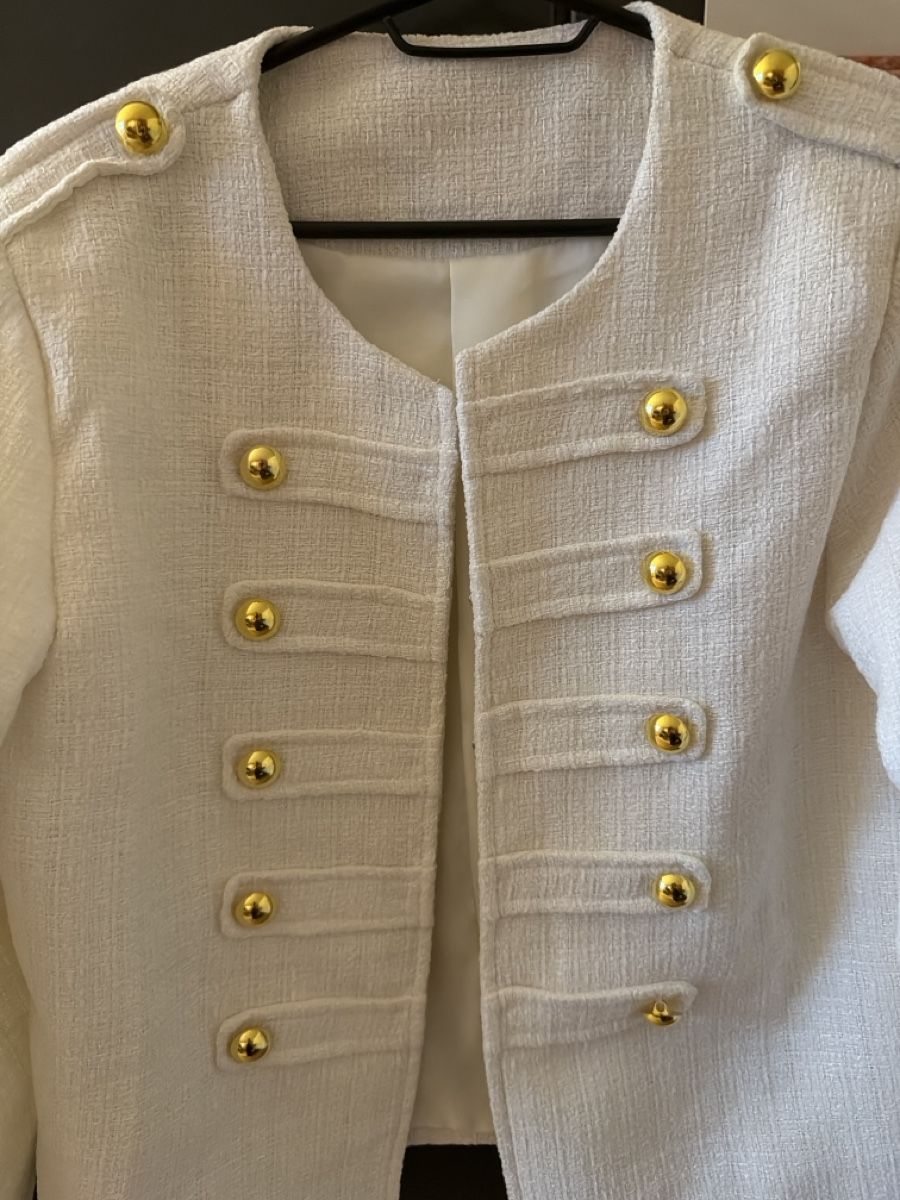 Giacche: White Tweed Jacket with Gold Buttons – Nuovo (secondo la descrizione) da Hausen AG venduto da nik_9sg2 1