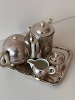 Art Deco Bauhaus versilbertes 5 teiliges Tee/Kaffeegedeck