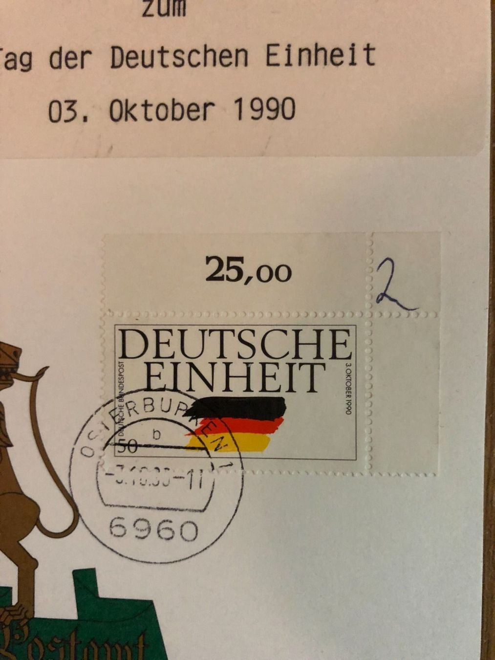 Alle Briefmarken: 2 Erinnerungskarten "Tag der Deutschen Einheit" 90 – Neu (gemäss Beschreibung) aus Landquart von interesse63 4