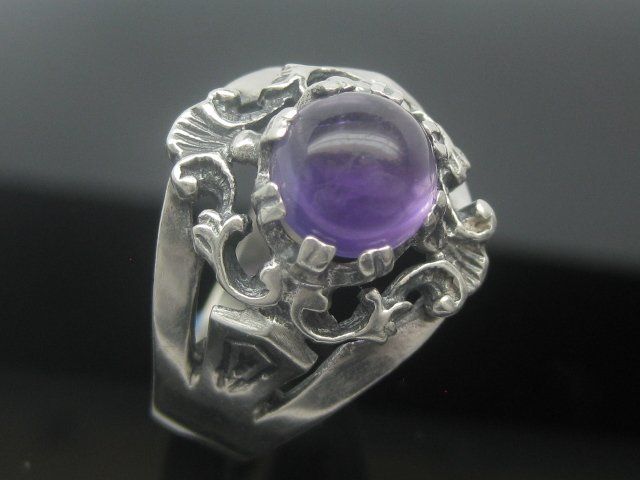 Anelli: Art Deco Ring Silber 835 Amethyst antik Gr. 60 – Usato da Ermatingen venduto da Decovin 1
