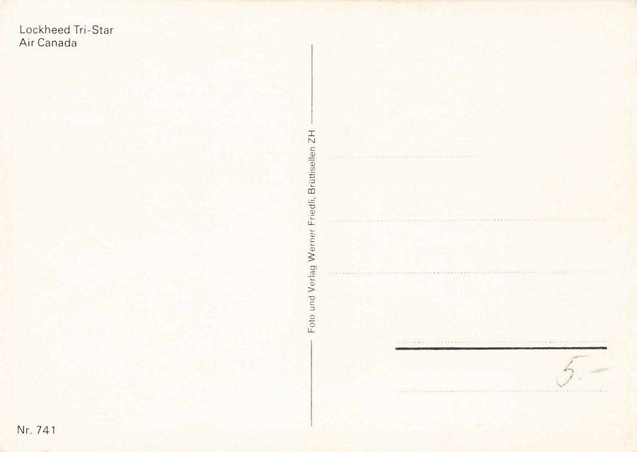 Cartoline postali: Air Canada Lockheed Tri-Star – Usato da Frauenfeld venduto da POML 1