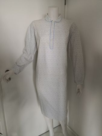 🤩TG MADE IN ITALY NACHTHEMD WEISS & BLUMEN-DRUCK & KNÖPFE