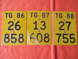 3 x Mofanummer TG 86 87 88, Thurgau