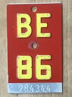 BE 86 - VELONUMMER - FAHRRADSCHILD - PLAQUE DE VELO - BE 86