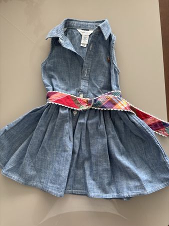 Ralph Lauren Denim Dress Plaid Belt Size 12m