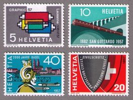 1957_328-331_GOTTHARDBAHN_Zivilschutz_Basel_Serie KOMPLETT**