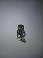 Vintage Eulen Brosche, blau emailliert - Herbst Accessoire