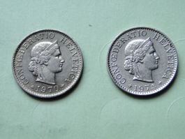2x 5 Rappen 1970 + 1974