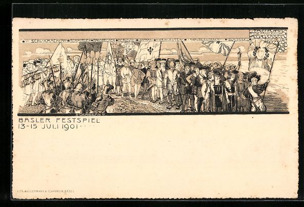Cartoline postali: Litho Basel, Basler Festspiel, 13-15 Jul – Usato da Berlin venduto da bartko-reher