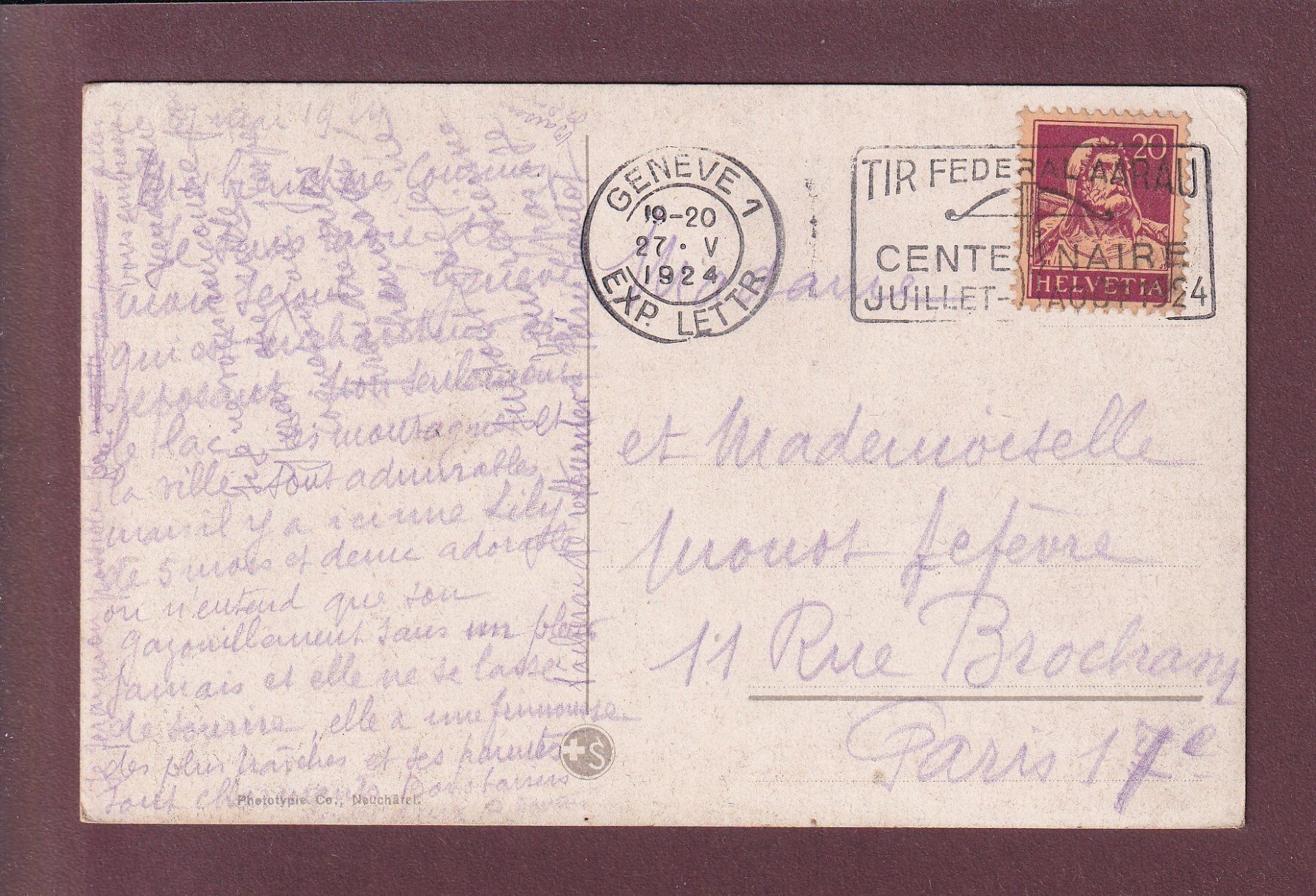 Cartoline postali: GENEVE de nuit - 1924 – Usato da Pully venduto da nicecards 1