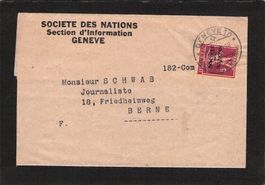 Streifband SOCIETTE DES NATIONS Sectio d'Information Geneve