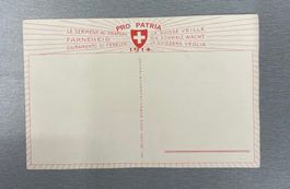 ungelaufene Pro Patria Postkarte die Schweiz wacht/Fahneneid